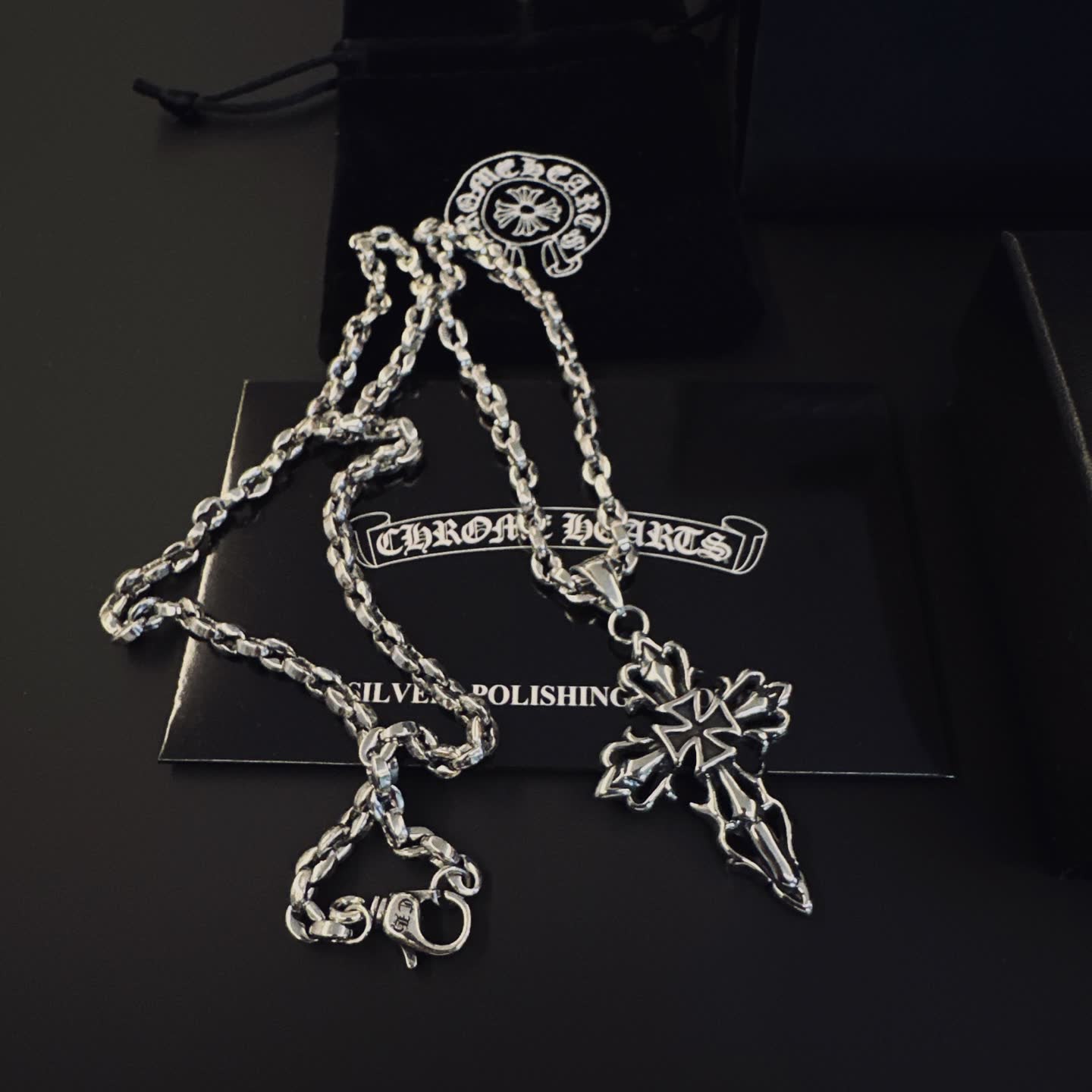 Chrome Hearts Silver Cross Pendant Necklace